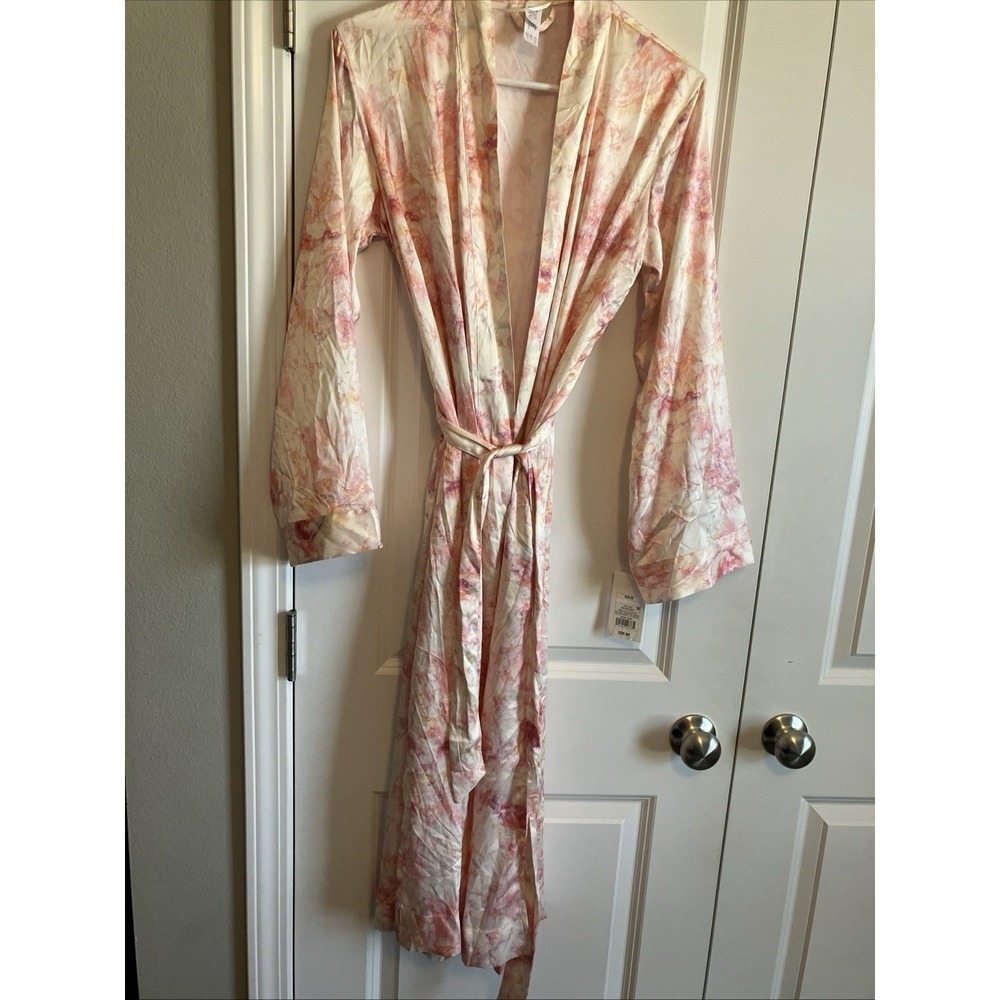 Stars Above Satin Robe Women XS/S Orange NWT Tie Dye Loungewear C631
